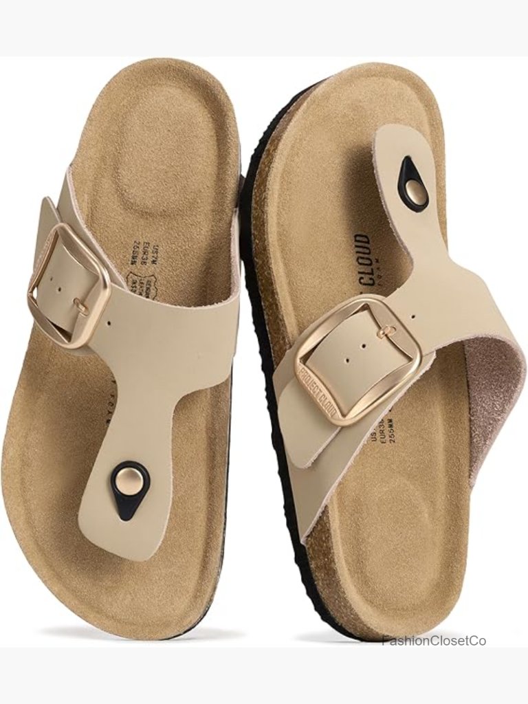 Genuine Leather Thong Sandals With Memory Foam Non-Slip Flip Flops